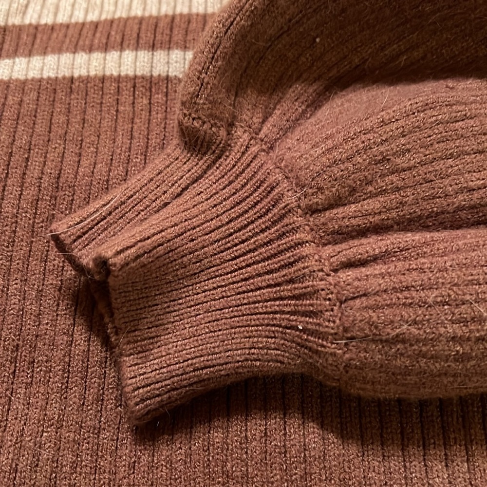 Gilli Women’s Sweater Plus Brown Tan Stripe Cropped Women's 2X EUC - Picture 4 of 11